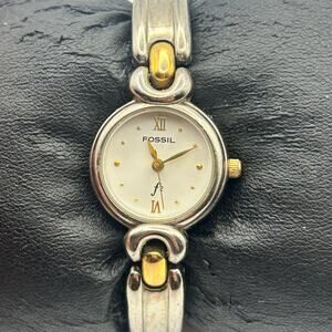 Vintage Fossil F2 Two Tone Women’s Watch Working New Battery